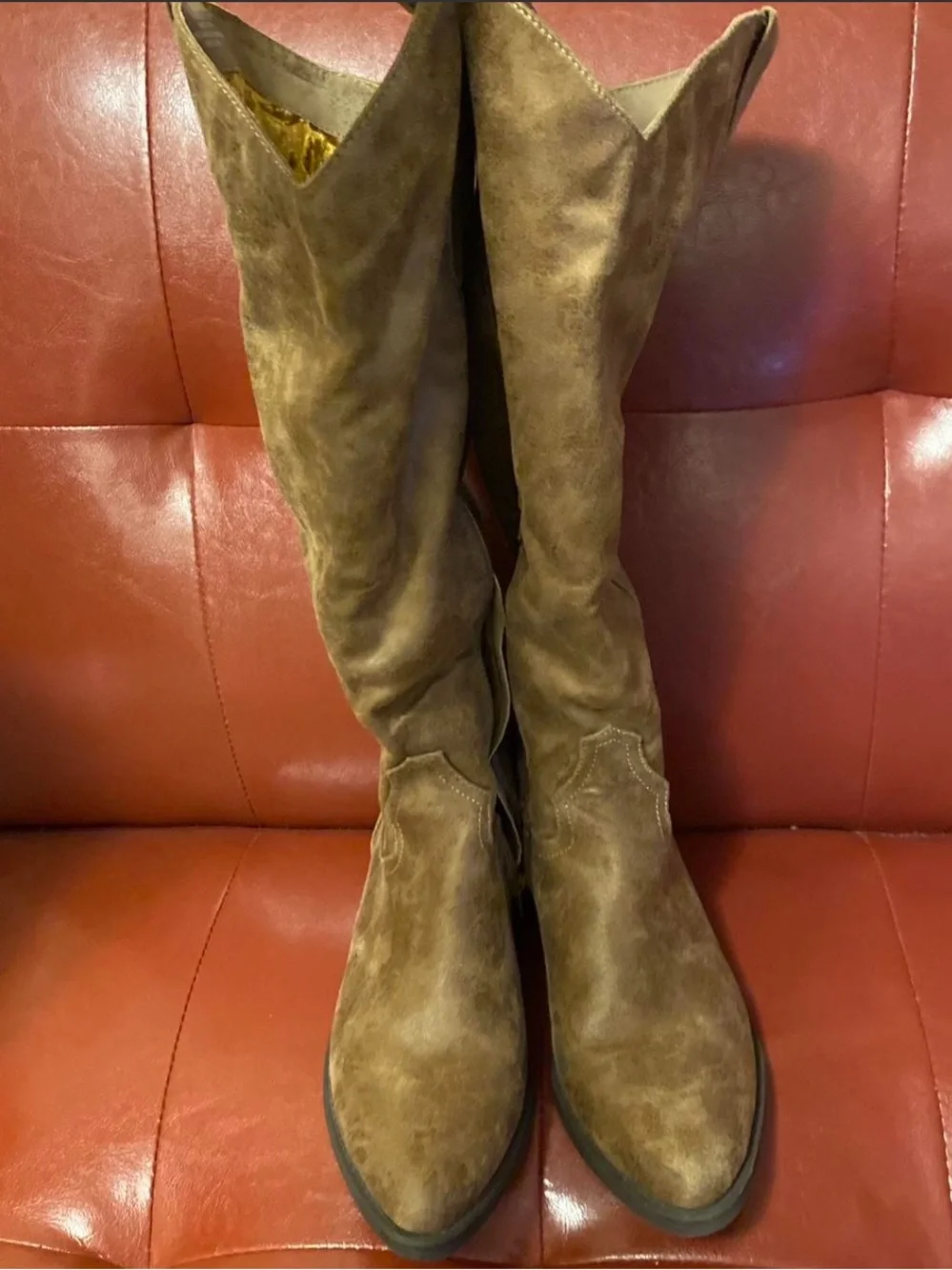 Brown Suede Knee-High Boots